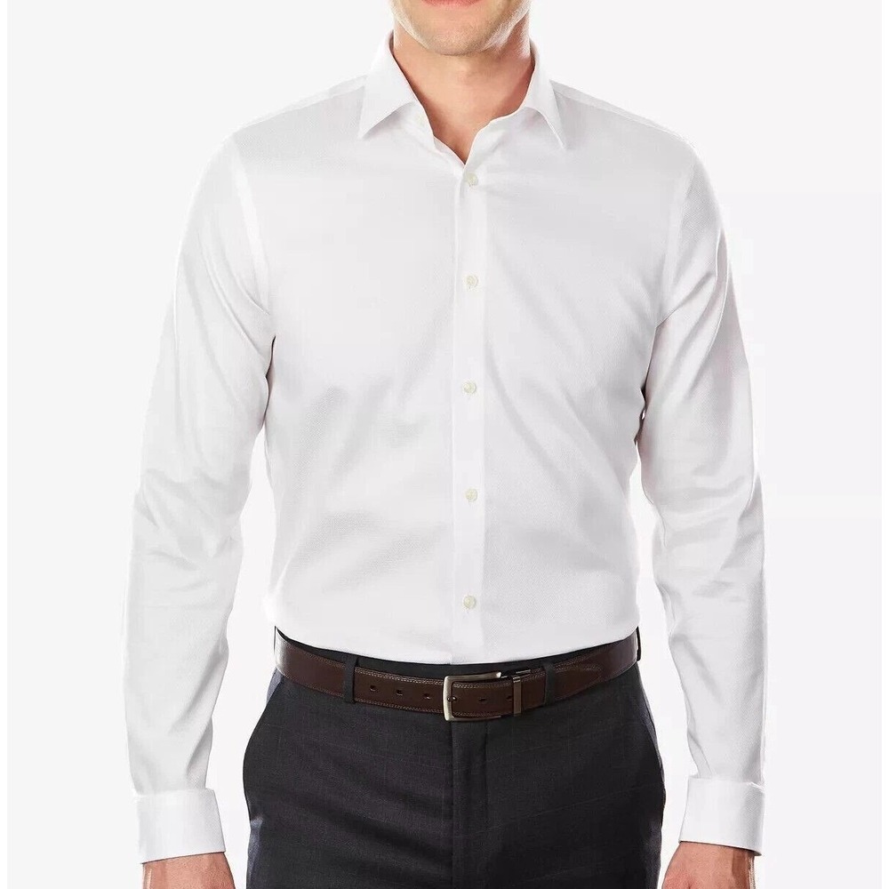 Calvin Klein Men's L 16-16.5 White Extra Slim Fit Dress Shirt Cotton Blend